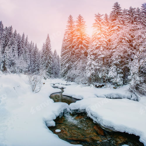 Preview: Mountain stream in winter