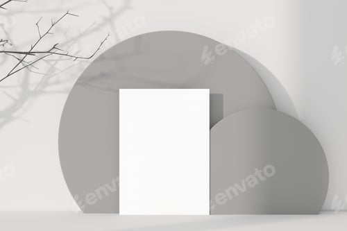 Preview: Empty mockup postcard or frame with gray stand
