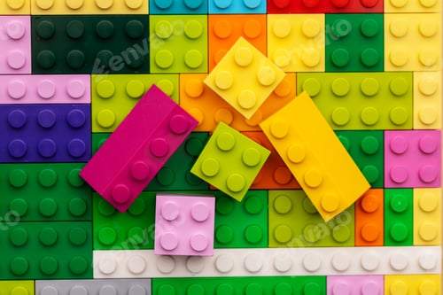 Preview: Details of children's plastic building kit close up