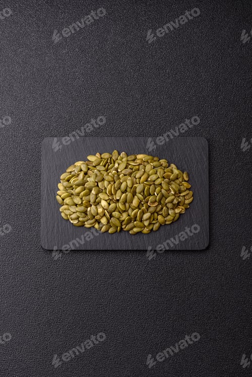 Preview: Shelled pumpkin seed kernels, salted, roasted, or raw, are a healthy ingredient. Pumpkin seeds