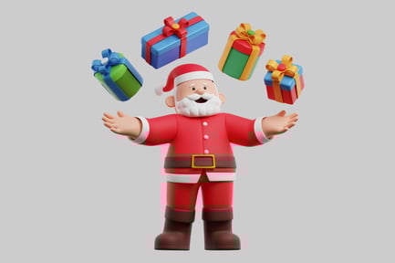Preview: Cartoon santa with gifts