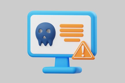 Warning message on computer screen.