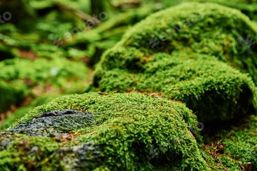 Preview: Beautiful green moss on the floor in the forest