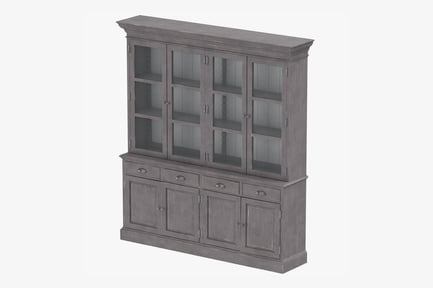 Preview: Classic Grey Display Cabinet with Glass Doors