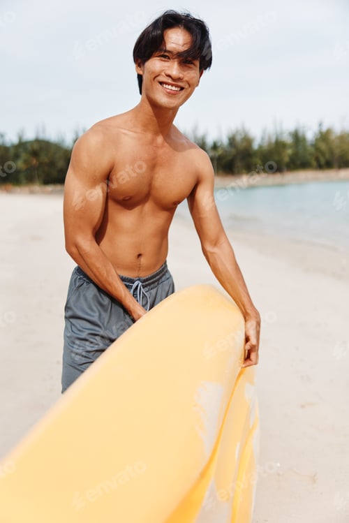 Preview: Summer Adventure: Asian Man Kayaking on a Tropical Beach