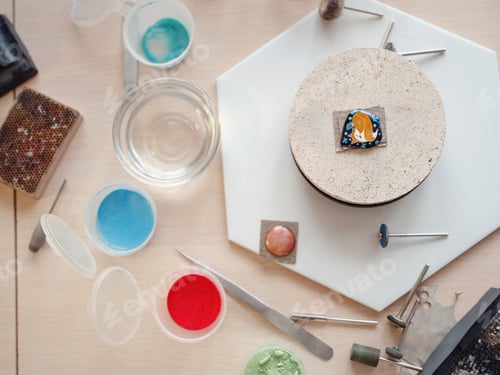 Preview: Jewelry designer workplace at home.