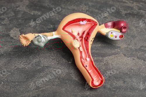 Preview: Anatomical Model of Uterus on a Grey Background