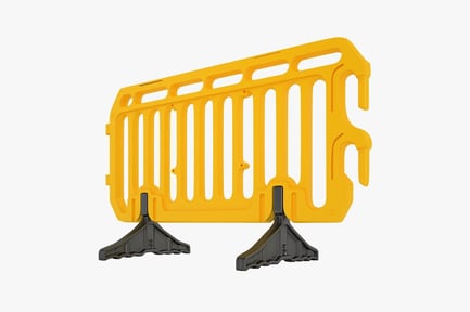 Preview: Bright Yellow Plastic Crowd Barrier with Interlocking Connectors