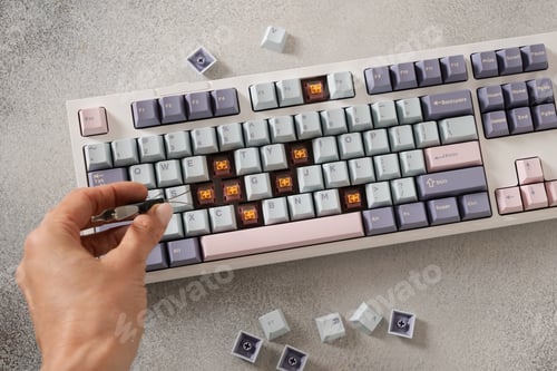 Preview: Modern mechanical keyboard. Minimal style and design keyboard. Custom build keyboard.