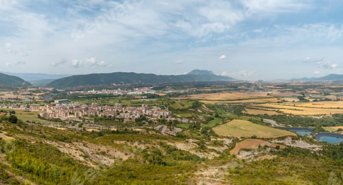 Preview: Panoramic view of the town of Las Latas near Sabiñanigo, Aragon Pyrenees. Spain