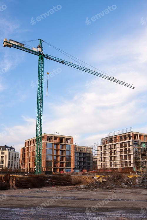 Preview: Busy Construction Site and Construction Equipment Aerial top view