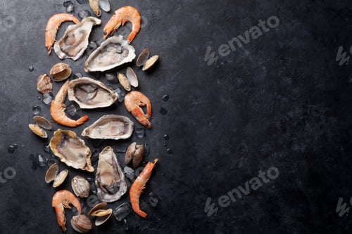 Preview: Fresh seafood on stone table