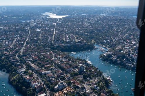 Preview: Aerial view of Neutral bay Harbour boats and house from above