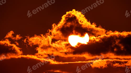 Preview: Beautiful colorful orange sky with clouds at sunset