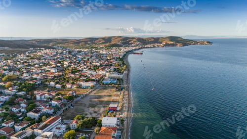 Preview: Aerial view of Avsa island, Turkey. Avsa Island view from sea in Turkey.