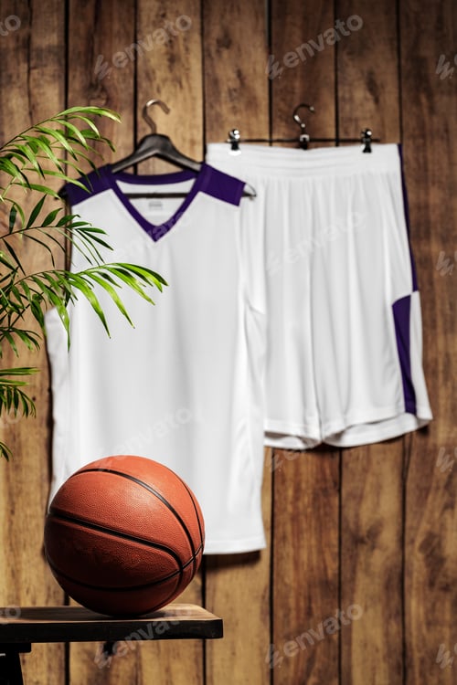 Preview: Basketball player outfit hanging on wooden background
