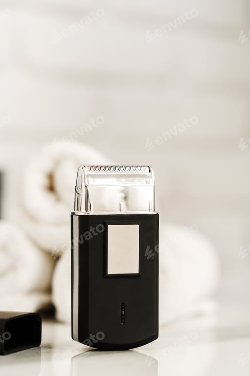 Preview: Electric shaver for men in a bathroom close up