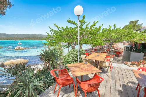 Preview: Gorgeous view of Santa Giulia resort from beach bar.