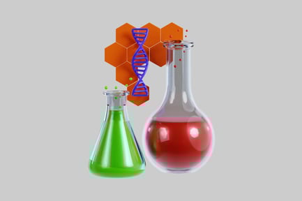 Preview: Lab beakers with dna graphic