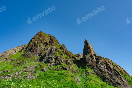 Preview: Djevelporten or Devils gate in Floya mountain hiking trail. Norway activity famous places