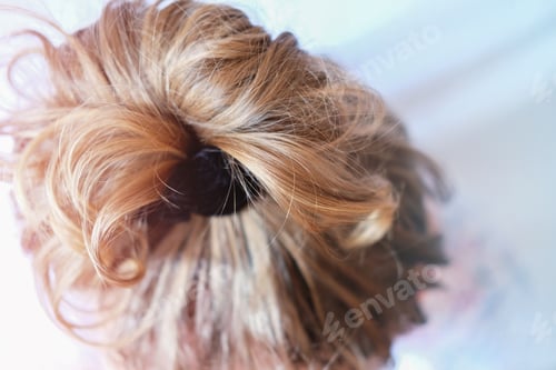 Preview: Light Brown Hair with Black Tie Close Up