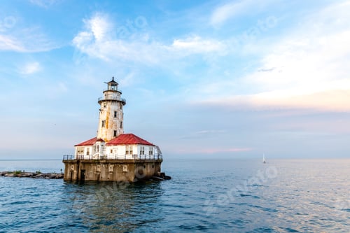 Preview: Chicago Harbor Lighthouse under the cloudy sky