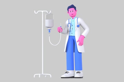 Preview: Cartoonish doctor with iv drip