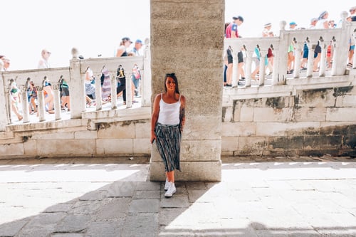 Preview: full length portrait of young woman in Venice italy