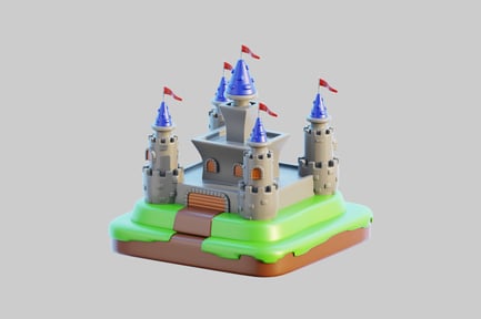 Preview: Cartoon castle with red flags