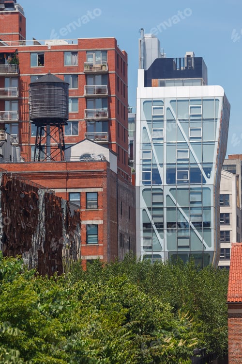 Preview: Enjoying the elevated linear High Line park in New York City with blooming flowers in Summer