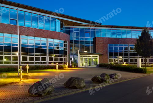 Preview: Modern Office Building With Night Blue Sky
