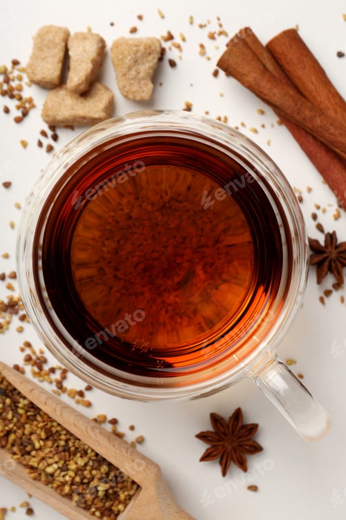 Preview: Concept of hot drink with tea, close up