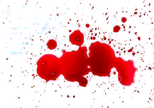 Preview: Splattered Red Liquid Drops on White Background