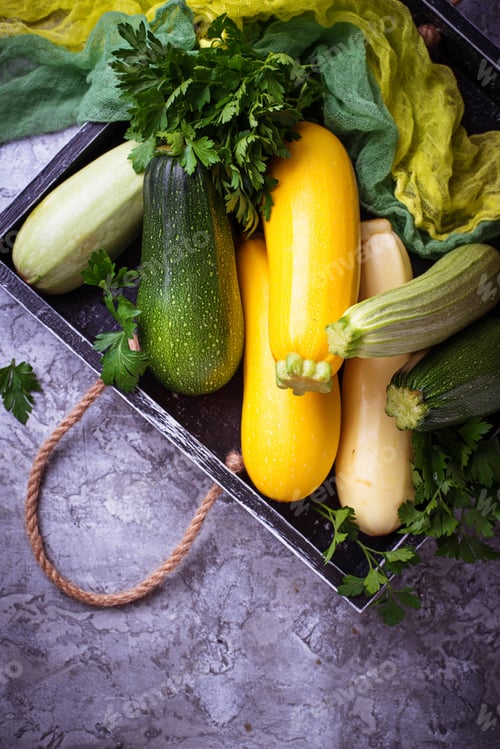 Preview: Assortment of raw fresh zucchini