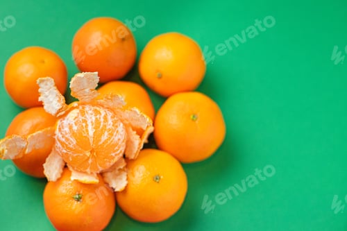 Preview: Orange Tangerine Fresh Juicy Fruits Clementine Ready To Eat On The Table Healthy Snack Top View