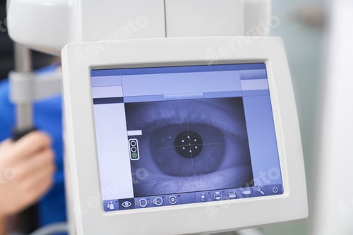 Preview: Eye diagnosis on eye test machine with screen
