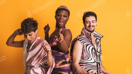 Preview: Multiethnic transgender men dancing in studio