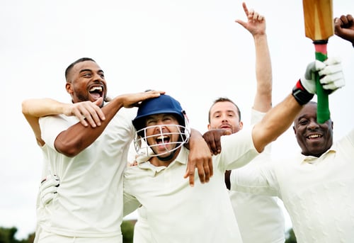 Preview: Cheerful cricketers celebrating their victory