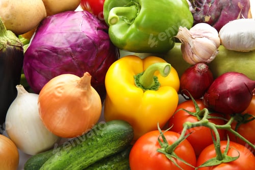 Preview: Many fresh ripe vegetables as background. Organic food