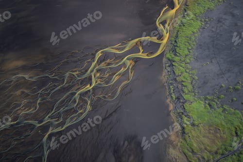 Preview: Aerial view of Glacier rivers in Iceland