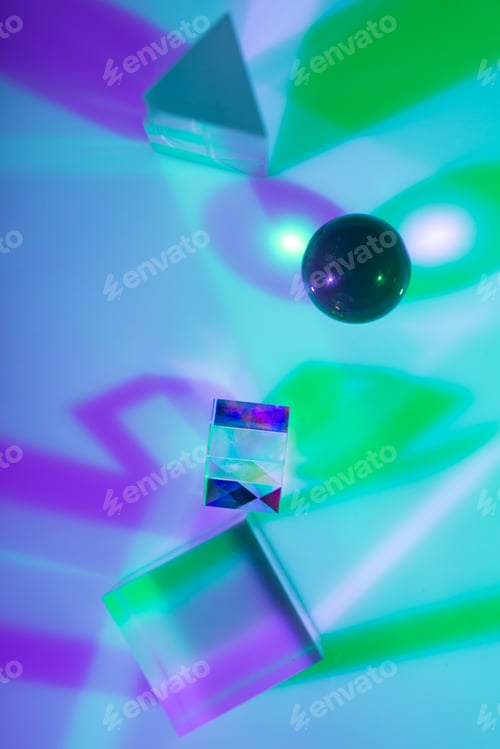 Preview: Glass crystal prism. Multicolor light effect