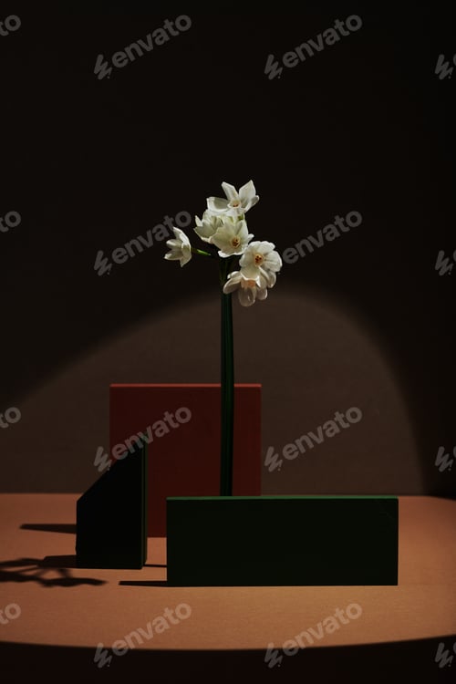 Preview: Flowers And Wooden Figures In Spotlight