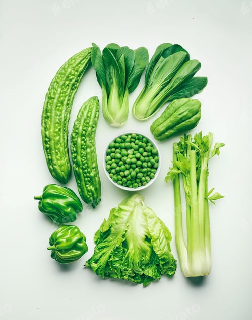 Preview: green vegetables flat lay
