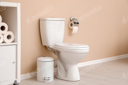 Preview: Holder with toilet paper roll on wall in bathroom