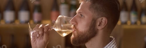Preview: Header of Caucasian Man Drinking Wine