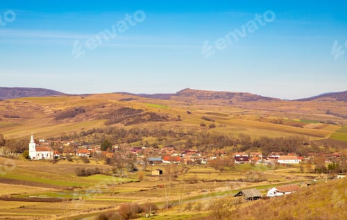 Preview: Landscape of a village between the hills of Transylvania