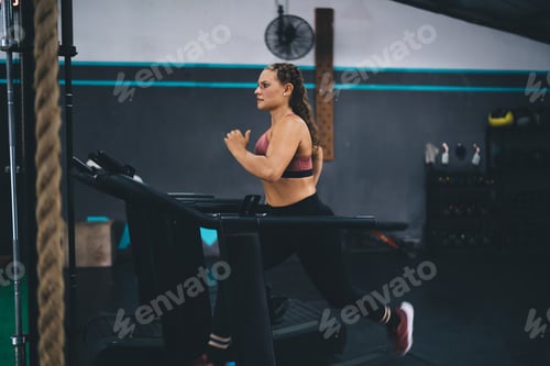Preview: Fit Woman Running on Treadmill at the Gym