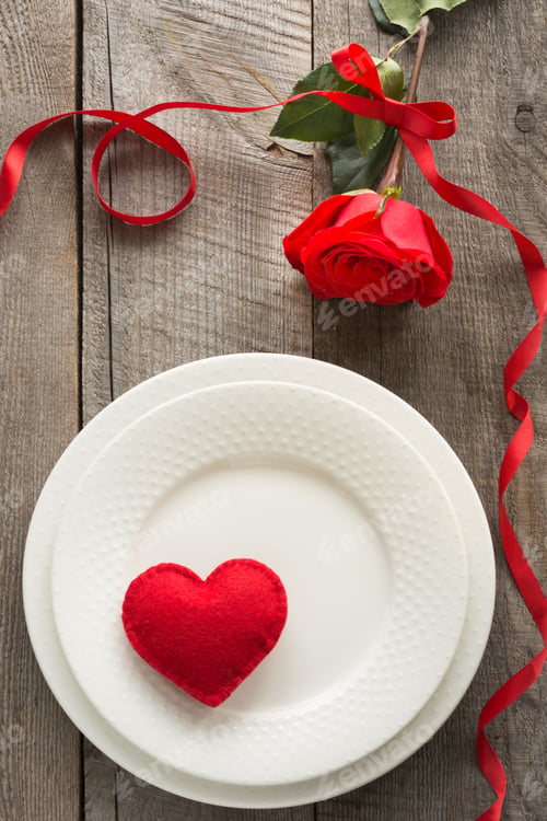 Preview: Romantic dinner concept. Festive table setting for Valentines Day