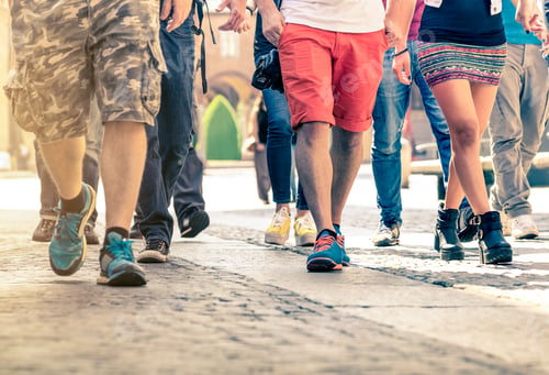 Preview: Crowd of people walking on the street