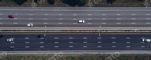 Preview: Top view of the highway car road. Aerial view of motorway junction,